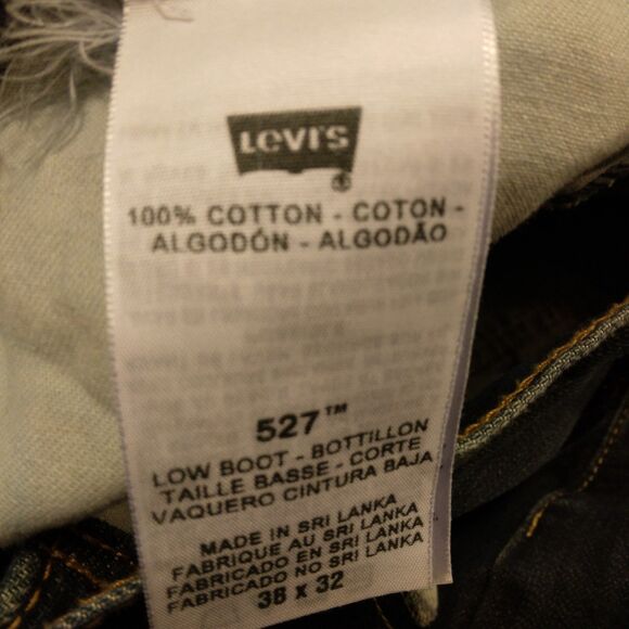 Levi's 527 jeans mens 38x32 blue denim boot cut cotton western Strauss dark wash - Picture 8 of 9